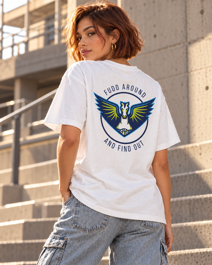 Fudd Around and Find Out Eagle Logo T-shirt | Back Print — lifestyle mockup