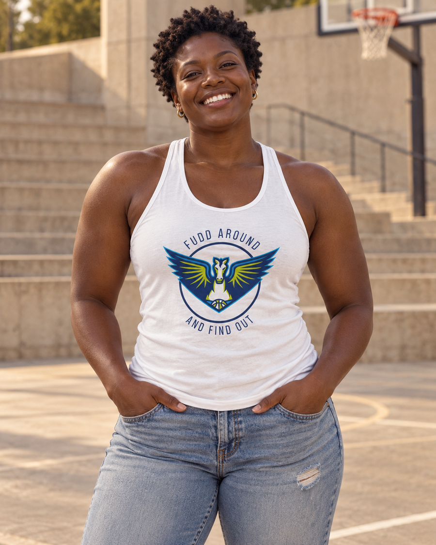 Fudd Around and Find Out Racerback Tank | Azzi Fudd — lifestyle mockup